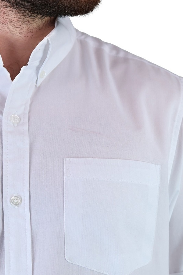 Camisa Manga Corta Color Blanco Corte Regular Algodón Para Hombre