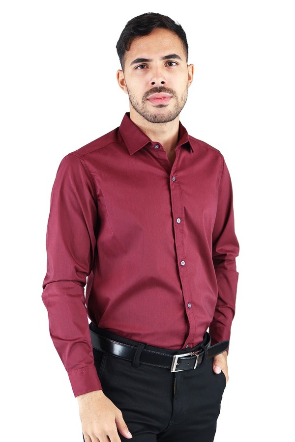 Camisas color vino para hombre deals