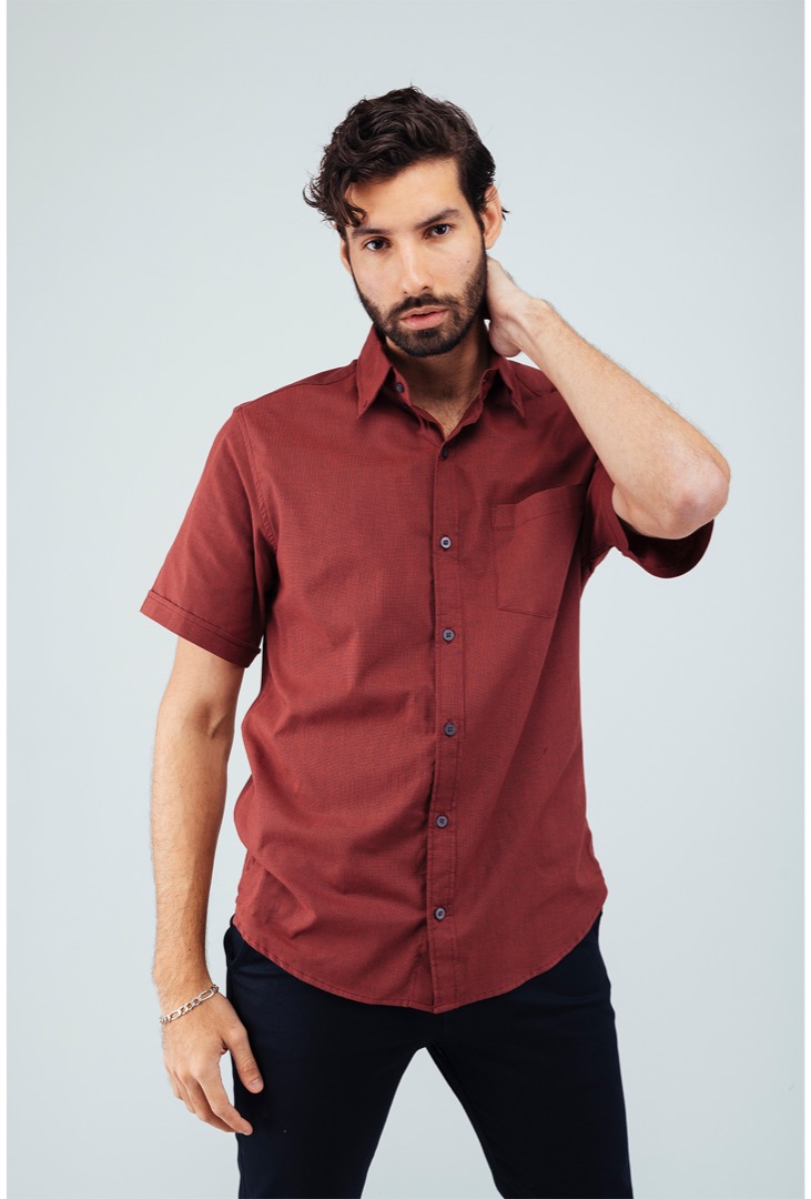 Camiseta Vino Playera Color Vino Hombre Camisa Manga Corta Rojo