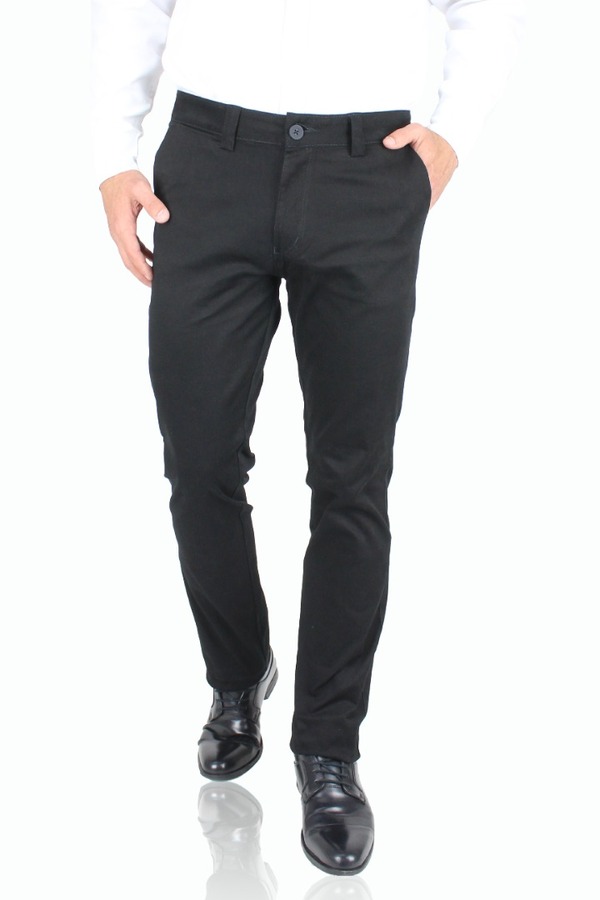 Pantalón Negro Corte Chino Slim Fit De Algodón Para Hombre